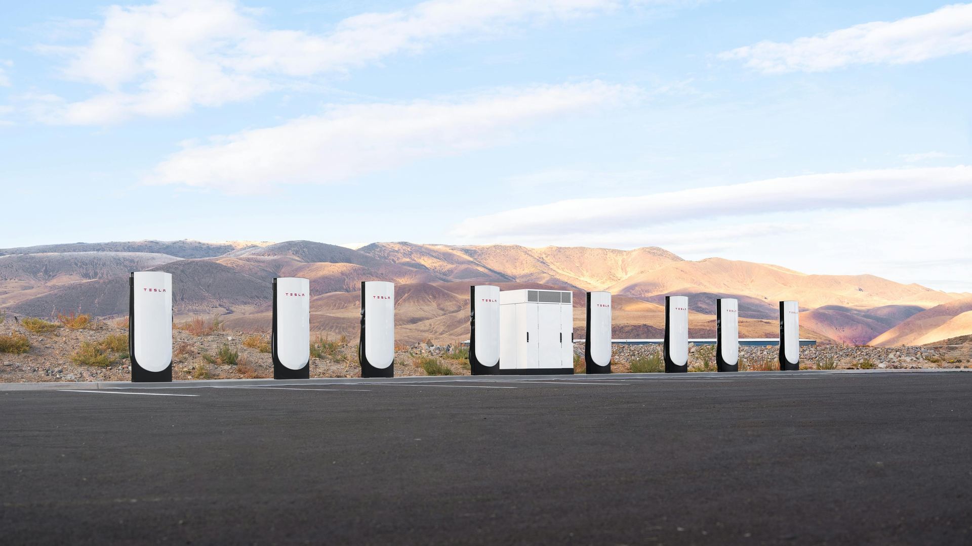 Tesla Supercharger site with V4 posts
